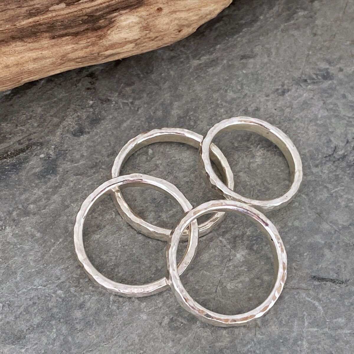 Chunky hammered silver ring 2