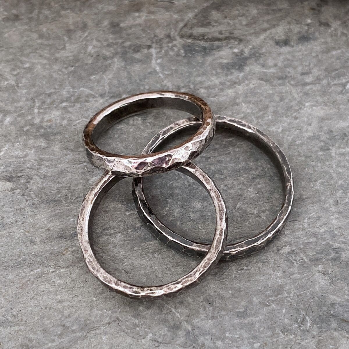 Chunky hammered silver ring 3