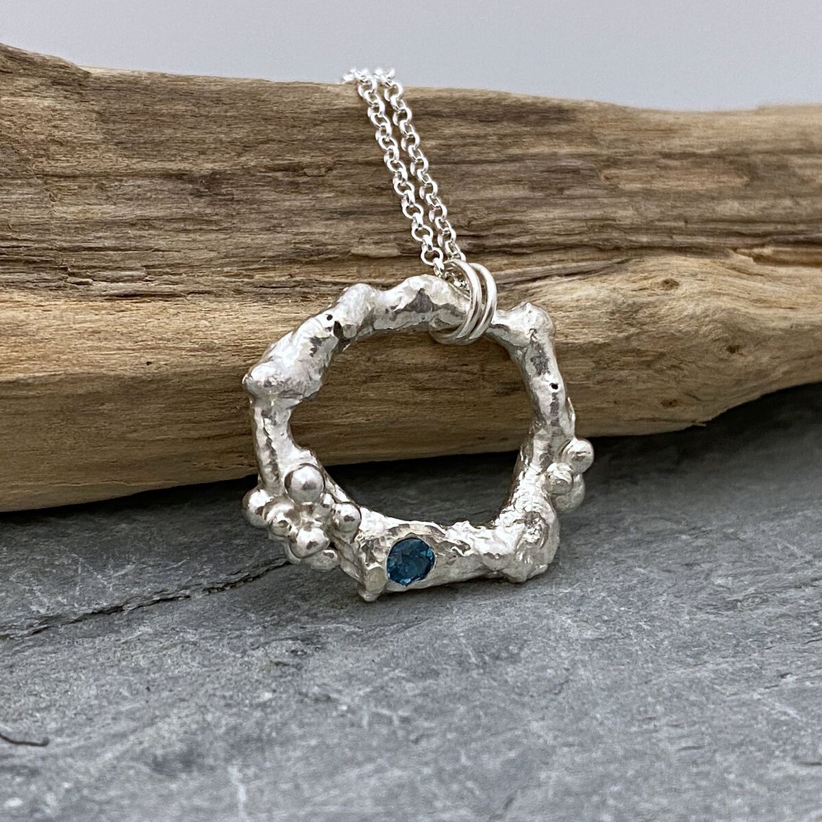 Organic silver ring necklace 2